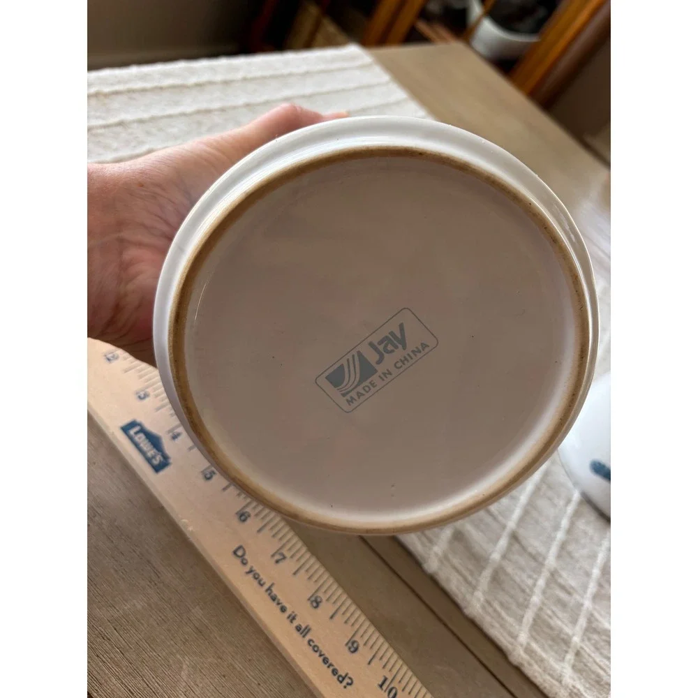 Jay Imports Country Blue Heart stoneware canisters Set of 2 with lids